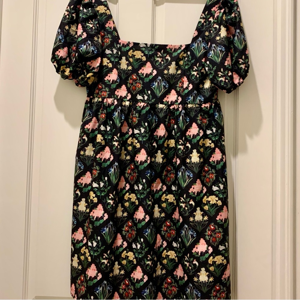 Sunday Up Pink and Blue Smocked Ruffled  Puff Sleeves dress
